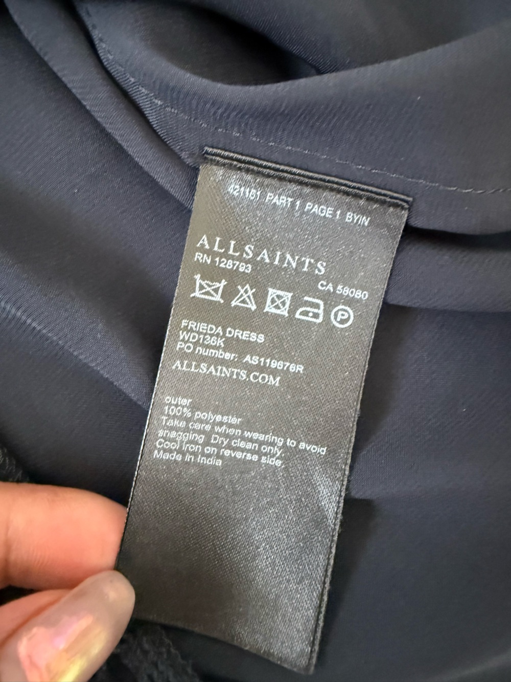 AllSaints Frieda Black Silk Look Mini Dress Cutout Trim US 00 XXS - Picture 7 of 12